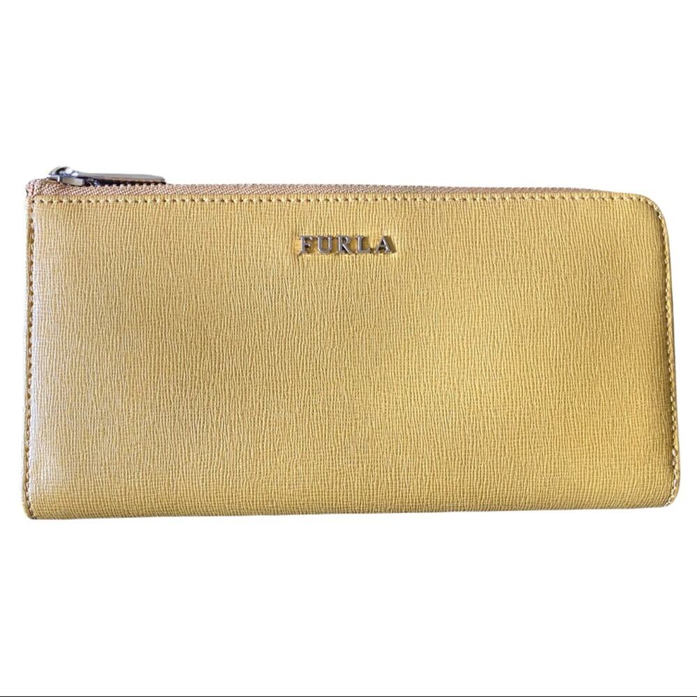 Furla Leather Yellow Zip Zippy Accordion Wallet EUC